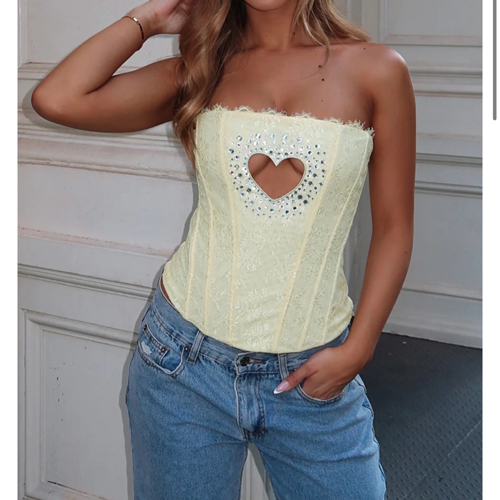 White Fox The Old Days Strapless Bustier- Lemon